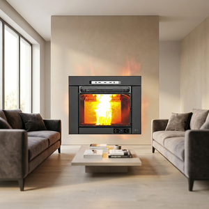 Poêle à granulés de bois encastrable européen QM1002A 9,5 kW avec télécommande pour 2 pièces - Product Image 1