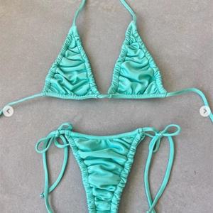 Maillot de bain en tissu froissé, nouveau design africain, maillot de bain personnalisé avec logo, femmes sexy, fesses galbées, micro-modèles extrêmes, bikini pour femme - Product Image 4