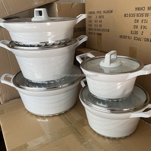 Ensemble de casseroles en aluminium moulé sous pression de haute qualité pour la <span class=keywords><strong>cuisine</strong></span> à domicile, revêtement antiadhésif, casseroles profondes, poêle, <span class=keywords><strong>cocotte</strong></span>, ensemble de 10 pièces - Product Image 5
