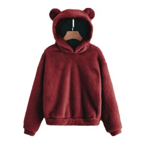<span class=keywords><strong>Felpa</strong></span> <span class=keywords><strong>con</strong></span> Cappuccio in Pile Teddy da <span class=keywords><strong>Donna</strong></span>, Morbida e Calda, <span class=keywords><strong>con</strong></span> Orecchie da Orso, Manica Lunga, Pullover Invernale Casual Oversize - Product Image 4