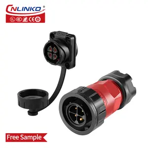 CNLINKO Waterproof 4 Pin Welding Male and Female Cable Connector 4Pin Panel Mount Round Connector