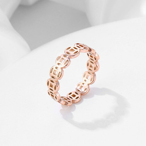 Anillos de Acero Inoxidable con Diseño de Moneda Redonda, Tendencia Nacional, Joyería de Moda para Parejas, Hombres y Mujeres, en Plata y Oro - Product Image 1