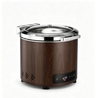 Chafing Dish Penghangat Sup Digital Kontrol Stainless Steel 304 Motif Kayu untuk Hotel dan Katering