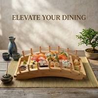 Plateau de présentation de sushi en bois éco-responsable de luxe à étages, avec niveaux modulaires amovibles, grande capacité, pour la restauration
