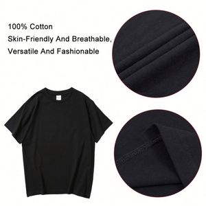 Design Own Brand Men's T-Shirts 240 Grams Heavy Cotton Black Dtg Print Dropped Shoulder Plain Design High Quality Wholesale - Product Image 3