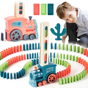 Kits de construction de trains automatiques en forme de dominos, design écologique et tendance, jouets éducatifs DIY pour enfants, cadeau d'anniversaire - Product Image 1