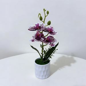 Nouvelle plante artificielle en pot Phalaenopsis à quatre fleurs, 10cm-30cm, en plastique, décoration de bureau - Product Image 4