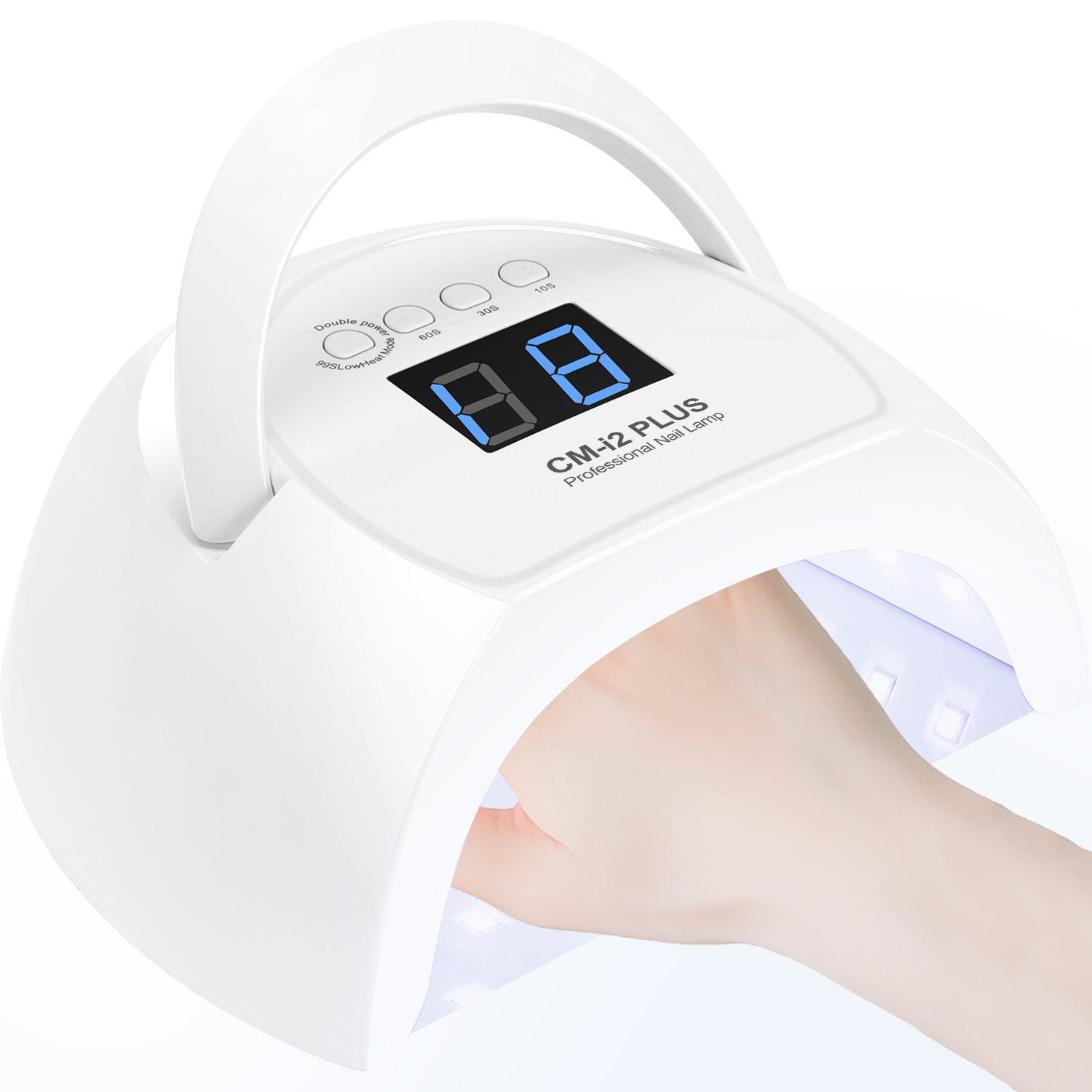 New White 80W CM.NAIL CM-i2 UV LED Nail Lamp with ABS+PC Material 42 LEDs 10s-99s Timer Nail Gel Polish Curing Function