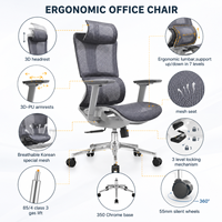 Chaise de bureau ergonomique de qualité supérieure, confortable, avec soutien lombaire élastique, inclinable, pivotante, respirante, en maille