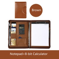 Porte-documents en cuir format A4 avec calculatrice, bloc-notes et poignée, organiseur de documents professionnel