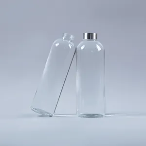 1000ml Refillable Hotel Usage Clear Customizable Glass Beverage Bottle With Twist Off Cap