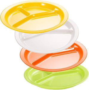 Assiettes à dîner divisées en mélamine écologique lavables au lave-vaisselle avec <span class=keywords><strong>3</strong></span> compartiments Assiettes en bambou avec division réutilisables pour adultes et enfants - Product Image 1