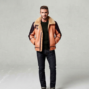 <b>Men</b> Winter <b>Fur</b> <b>Lined</b> <b>Jacket</b> Shearling Collar Casual Outdoor Zip Up <b>Jacket</b> Warm Comfortable Custom Apparel - Product Image 1