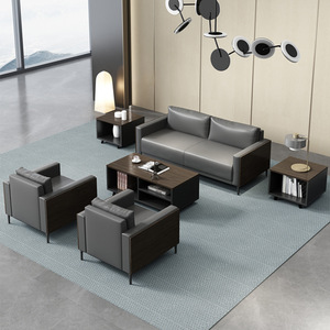 Conjunto de Sofás de Oficina con Reposabrazos de Madera, Cuero PU, Estructura de Madera Sólida, Duradero, Uso Comercial, Muebles para Recepción y Salas de Reuniones - Product Image 3