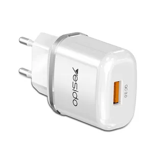 Yesido Uk Us Eu Plug 18W Fast Charging Travel Wall Charger Mobile Phone Charger In Stock