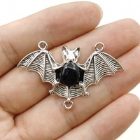 Accessoires de bijoux en alliage pour le bricolage Vente en gros Pendentif en argent antique gothique pour chauve-souris vampire 29*47MM