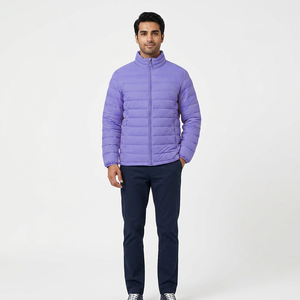 High Quality Lightweight Zip-Up Oversized Puffer <b>Jackets</b> Stand Collar <b>Long</b> Sleeve Quilted Breathable Canvas Casual Wear - Product Image 1