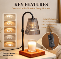 Lampe chauffe-bougie à intensité variable avec minuterie, chauffe-cire électrique réglable en hauteur, gris fumé, décoration d'intérieur, cadeaux d'anniversaire