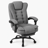 Chaise de bureau ergonomique en tissu pour le gaming avec repose-pieds, pivotante à 360 degrés, hauteur réglable et assise épaisse – Vente en gros
