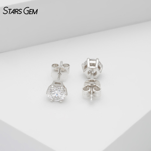 Boucles d'oreilles clous en or jaune et blanc Starsgem de luxe pour femmes, diamants de laboratoire de taille ronde brillante de 0,85 à 0,96 ct, 4,86 mm, E SI - Product Image 3