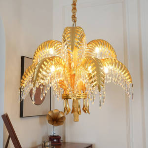 Grand <span class=keywords><strong>lustre</strong></span> classique en laiton et cristal de <span class=keywords><strong>palmier</strong></span> à 2 couches pour hôtel - Product Image 4