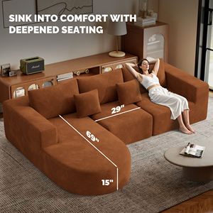 Sofá Seccional Modular Extensible y Convertible en Forma de L con Chaise Longue, Masaje, Moderno, para Apartamento, Cama, Asiento Profundo, Relleno de Esponja, Juego de Tela - Product Image 4