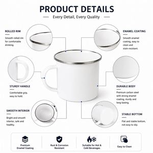 Custom Printing logo Dishwasher Microwave Safe Outdoor Travel Enamel Camping Mug Wholesale Beverages Coffee Cup Enamel Mug - Product Image 4