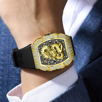 Reloj Mecánico de Lujo Tonneau en Oferta, Miyota 8N24, Esqueleto, Esfera 3D con Dragón Chino, Reloj para Hombre