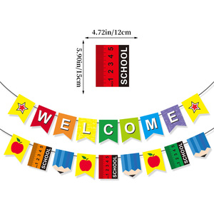 Banderas de bienvenida para la vuelta al cole, de papel, de 4.72in x 5.90in, para decoración de aulas. - Product Image 1