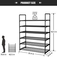 Étagère à chaussures empilable en métal noir robuste, double, 2 à 10 niveaux, gain de place, pour entrée, chambre, placard
