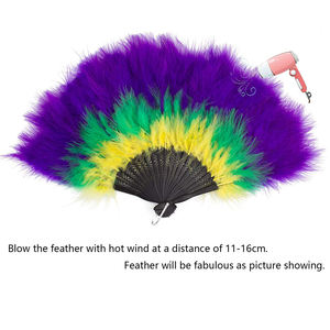 狂欢节复古风格羽毛扇挡板配件嘉年华万圣节派对折叠舞扇 - Product Image 3