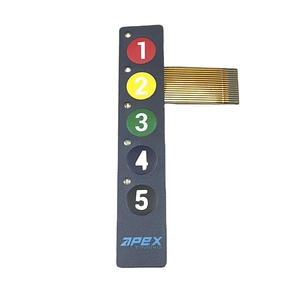 Nhà Máy mẫu miễn phí tùy chỉnh dập nổi đẩy <span class=keywords><strong>5</strong></span> nút phím không thấm nước FPC màng bàn phím với ánh sáng LED - Product Image 1