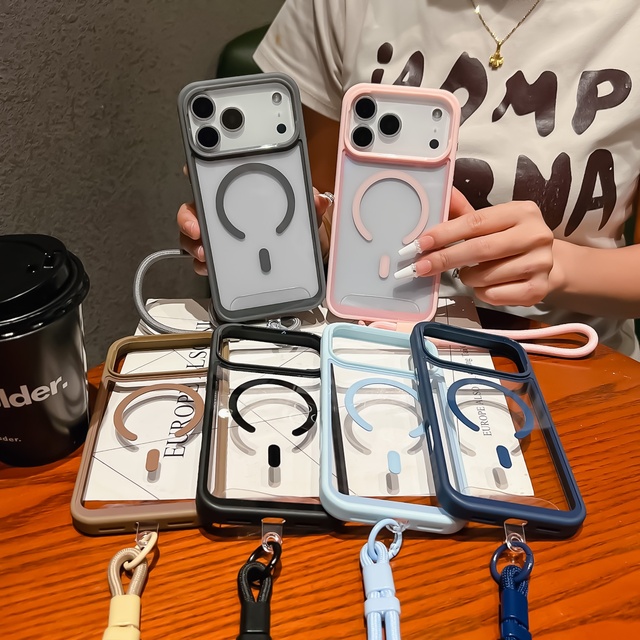 Ins Style Mobile Phone Accessories Transparent Protective case Tpu Pc Shockproof Magnetic Phone case for Iphones 15 17 13Pro Max