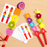 Rompecabezas de Hilo con Número de Fruta Personalizado, Juegos de Cuerda, Bloques Creativos, Cuentas, Tarjetas a Juego, Juguetes Educativos para Niños y Niñas