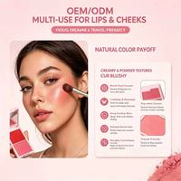 Palette de blush crème et poudre 2-en-1 à faible MOQ, maquillage végétalien, blush haute pigmentation, marque privée, palette de blush rose personnalisée
