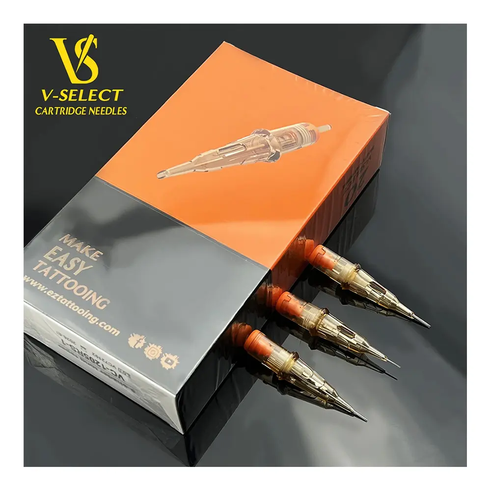 Cartucho de Agulhas para Tatuagem esterilizado com sistema de Membrana descartável para Shader redondo EZ V Select RS 0.30mm #10 e 0.35mm #12