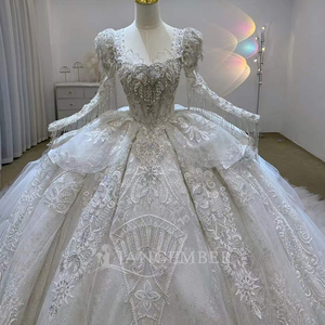 Robe de mariée luxueuse style bal de promo, corsage perlé, appliques, robes de mariée personnalisées pour femme Lsjj80 - Product Image 6