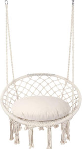 Hamaca colgante <span class=keywords><strong>de</strong></span> cuerda <span class=keywords><strong>de</strong></span> algodón para interior y exterior, silla hecha <span class=keywords><strong>a</strong></span> <span class=keywords><strong>mano</strong></span> con tejido <span class=keywords><strong>de</strong></span> needel - Product Image 2