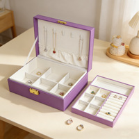 Boîte à bijoux en velours à double couche avec fermoir à verrou, plateau amovible, organisateur de bijoux de style chinois, étui pour bagues, colliers et bracelets