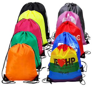 Promotional Custom Waterproof Coloful Gym Sports Bag Polyester Travel Shopping Drawstring Cinch Backpack