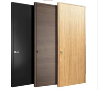Conception de dalle affleurante en placage de peau de noyer noir imperméable minimaliste moderne Porte intérieure en bois massif Options personnalisables pour l'hôtel