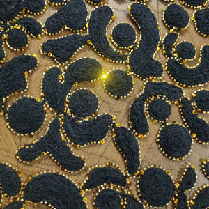 Vải ren đen cao cấp chất lượng cao, dệt móc, đính hạt sequin - Product Image 5