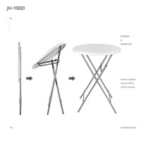 Table haute ronde pliable en plastique de 2,66 pieds, table à cocktails