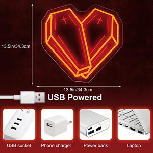 Letrero de Neón Rojo con Forma de Ataúd y Corazón de Neonawall para Propietarios de Galerías y Estudios de Tatuajes, Regulable, para Decoración de Paredes de Galerías y Estudios - Product Image 2