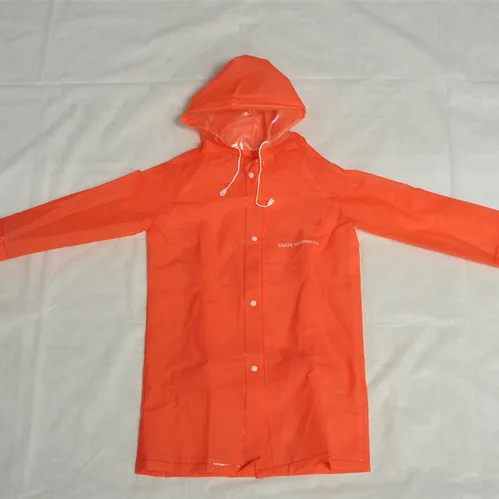 Environmental Friendly high quality orange color EVA custom printed logo raincoat from China