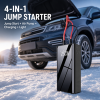 Démarreur de voiture avec compresseur d'air, chargeur USB, lampe torche LED, booster de batterie portable d'urgence pour camion et SUV