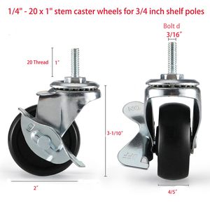 2 İnç Kauçuk Tekerlek Dolu Tekerlekler Yedek Mobilya Döner Tekerleği 50mm Rulmansız Endüstriyel Tekerlek Yan Frenli - Product Image 2