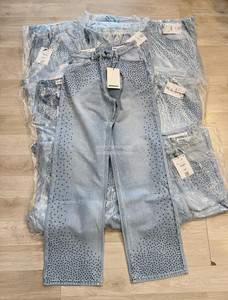 Jeans da donna a vita alta, vestibilità ampia, estivi, in denim lavorato a maglia, casual, stile cargo, <span class=keywords><strong>boyfriend</strong></span>, con strass, antipiega - Product Image 6