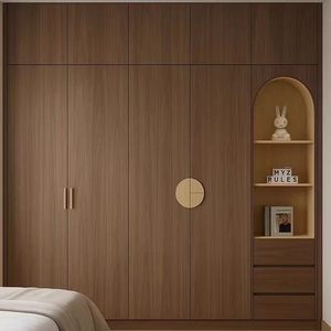 Armoire de chambre contemporaine minimaliste avec étagère ouverte cintrée, dressing de luxe pour villa - Product Image 4
