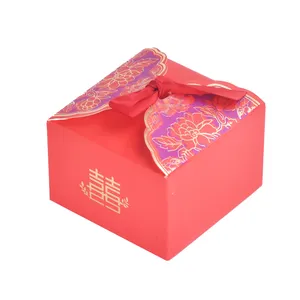 Luxury small red cute baby shower party packaging paper carton custom printed door gift wedding candy favor box for guests
